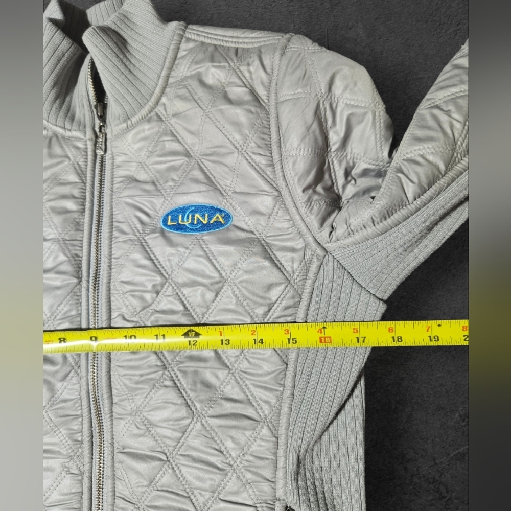 Prana Sherpa Lined Quilted Puffer Diva Zip Mock Jacket Ribbed Side Size S "LUNA" - Picture 12 of 16